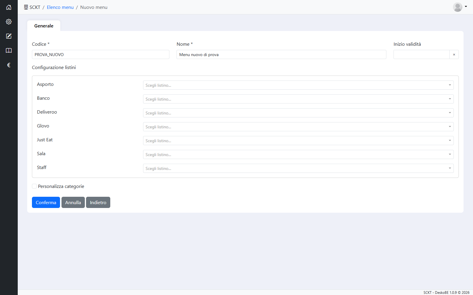 Nuovo menu